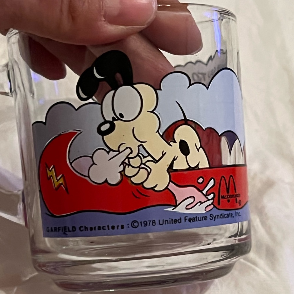 Vintage Garfield & Odie Glass Cup  Mug  McDONALD'S Original 1978 Jim Davis EUC - Picture 2 of 5